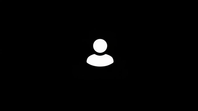 White user profile icon in a simple flat graphic style, centered on a solid black background, representing online identity or account login