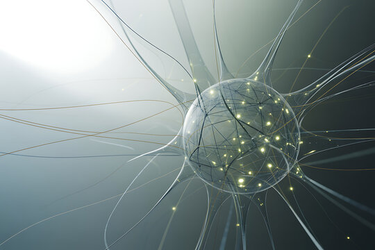 Dynamic abstract neural network glowing with digital energy and intricate connections, symbolizing innovation and complex data.