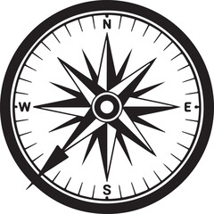 Fototapeta premium Black compass silhouette icon for navigation exploration and direction
