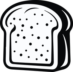Minimal bread loaf with slice, black and white vector line art, clean outline 1