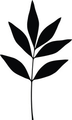 Minimalist black twig branch with leaves simple elegant botanical vector art vector