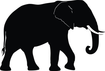 Majestic elephant silhouette walking african wildlife safari icon vector © Shafiul