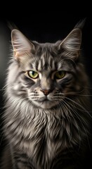 Fototapeta premium Majestic Maine Coon Cat A Portrait of Grace, Serenity, and Regal Bearing. Capturing the Essence of a Fluffy, Gentle Giant