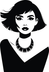 Stylish Woman Portrait Vector, Modern Female Face Illustration