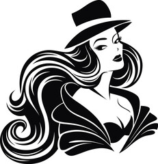 Elegant Woman Portrait Vector Illustration