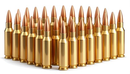 Golden rifle cartridges arranged in a heart shape