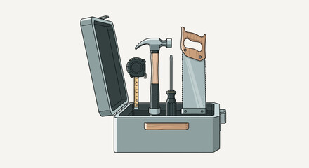Hand Tools Arranged in a Toolbox, Providing Essential Implements for Projects