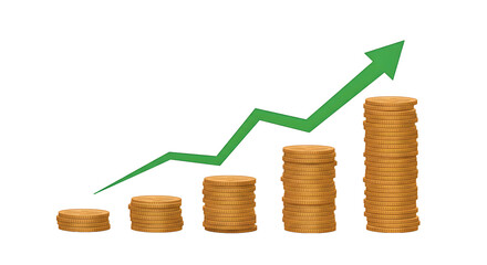 Upward Growth Trend with Coin Stacks