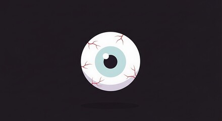 Cartoon Eye Illustration on Black Background, Halloween Theme.
