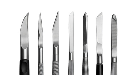 Precision scalpels and surgical instruments meticulously arranged showcasing sharp blades and ergonomic handles for medical procedures