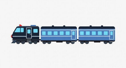 Obraz premium A blue train with two passenger cars is ready to transport people to their destinations in comfort