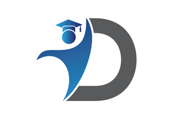 Graduation flat Icon human with latter D design concept