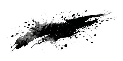 Ink splashes stencil very detailed collection. High quality manually traced. Retro grunge banners set	
