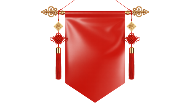Elegant red banner with golden accents and intricate knotwork, perfect for festive celebrations and auspicious announcements