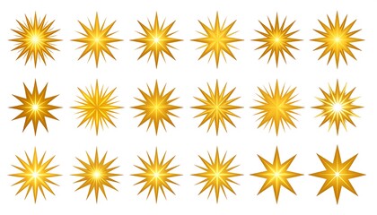Golden starburst icons set