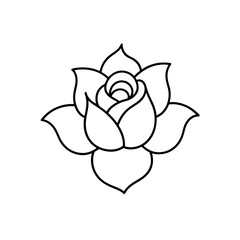 Simple outline drawing of a rose flower silhouette