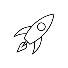 Fototapeta premium Outlined rocket ship launching upward fast silhouette