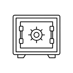 Illustration of a closed safe box outline silhouette