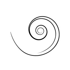 A simple black spiral line on white space silhouette