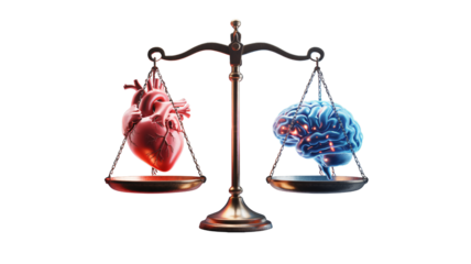 Balancing logical thought and emotional impulse, a conceptual representation of decision making and internal conflict