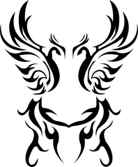 Ornamental Floral Design A classic black and white floral design element featuring elegant, curved leaves and intricate detailing. Perfect for use in decorative borders, logos