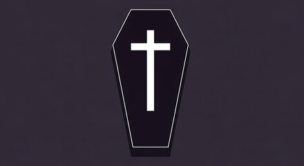 Obraz premium Coffin with Cross on Dark Textured Background, Death Symbolism
