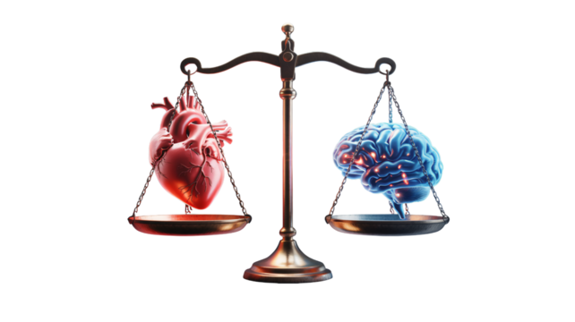 Balancing logical thought and emotional impulse, a conceptual representation of decision making and internal conflict