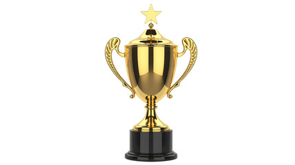 Gleaming golden trophy with star topper symbolizes achievement, victory, and ultimate success for champions and award winners