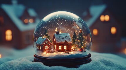 christmas ball decoration in snowy winter scene