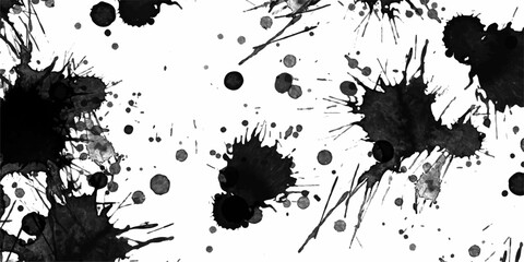 Splattered ink halftone texture with rough, random textures and dynamic grunge smears. ink blots and splats. detailed ink splats Hyperrealistic Highly Detailed Isolated On Transparent Background.