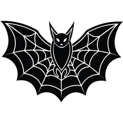bat with cobweb vector icon