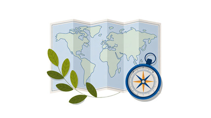 Explore the world with vintage charm using this classic compass and antique world map for travel adventures