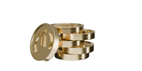Golden euro coins isolated on transparent background