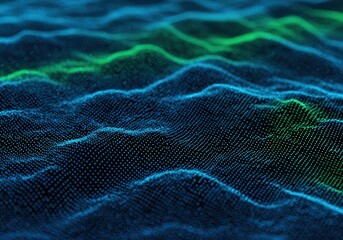 Naklejka premium Abstract digital landscape with flowing waves of data points