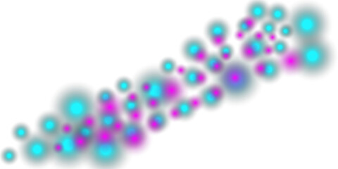 Pink and Teal Glowing Orbs Isolated on a Transparent Background