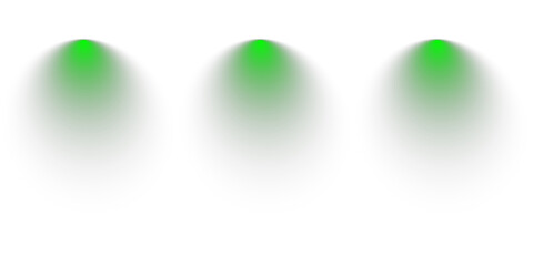 Three Green Spotlight Beams on Transparent Background