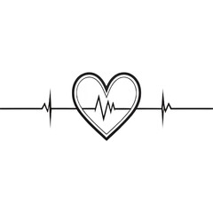 Heart beat line art. Simple design with ECG wave