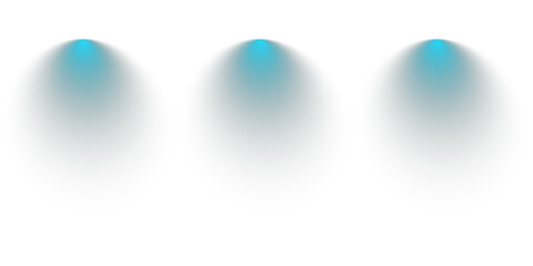 Three Teal Light Beams Isolated on a Transparent Background