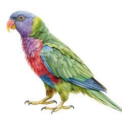 Obraz premium Watercolor Illustration of a Colorful Rainbow Lorikeet Parrot bird isolated on a transparent background