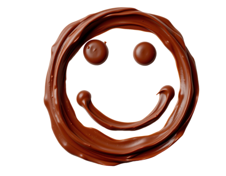 Smiley Face Created with Smooth Melted Chocolate on a Transparent background
