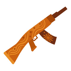 Stylized rifle with decorative patterns
