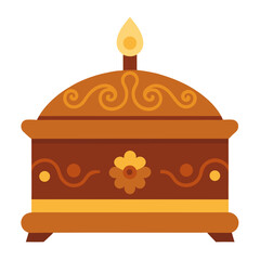 Ornate decorative wooden treasure chest with flame finial