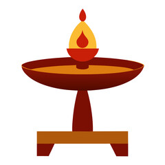 Traditional indian diya lamp with a fiery glow