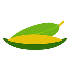 Stylized mango fruit with green leaf