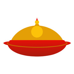 Stylized red and gold serving dish