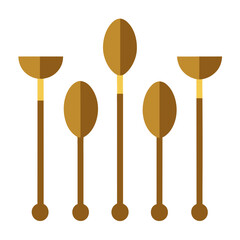 Abstract flat design of five golden spoons
