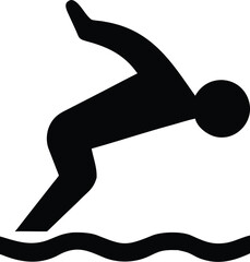 Dynamic silhouette of a swimmer diving into water capturing the motion and splash of a competitive aquatic sport isolated on transparent background