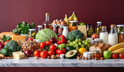 lots of fresh produce and healthy food on the table
