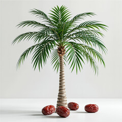 A stylized palm tree with fresh dates on a clean white background.