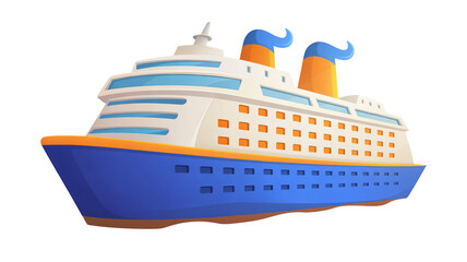 Embark on a voyage with this vibrant cruise ship illustration perfect for travel brochures and promotional material